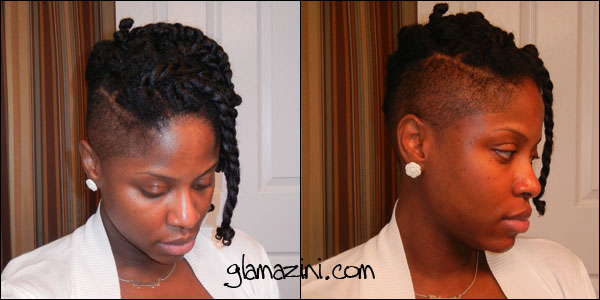 Two Strand Twist Updo with Two Shaved Sides - Glamazini